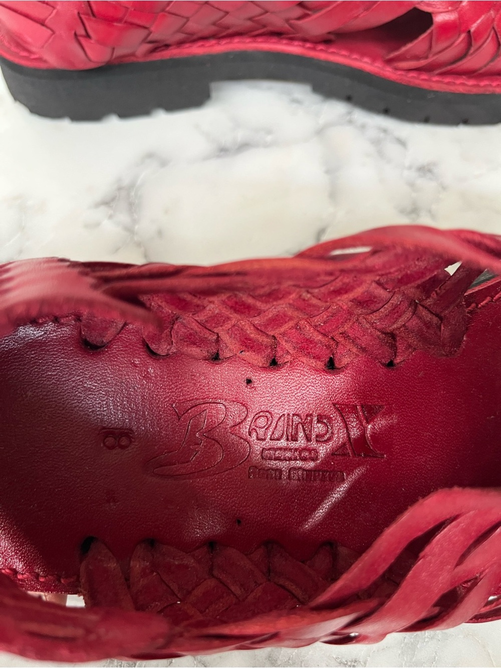 Brand X red leather huaraches sandals made in Mexico open toe woman’s size 8 - Picture 8 of 11